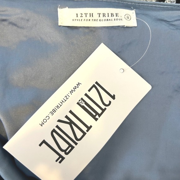 12th Tribe NWT Sequin Mini Skirt Blue Black Floral Party Cocktail Women's Size S - Picture 5 of 6